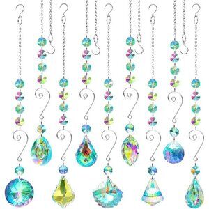 9 Pieces Sun Catchers Indoor Window Suncatcher Crystals Prisms with Chain